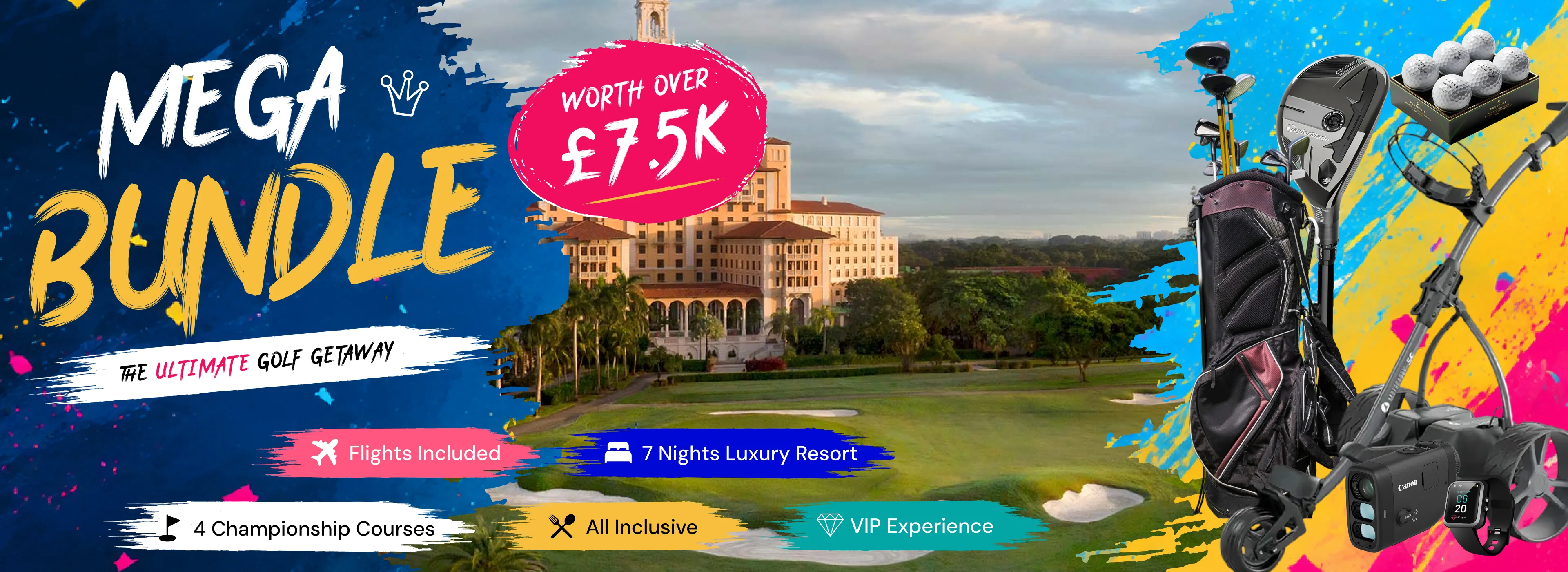 Win the Mega Bundle — the ultimate golf getaway, worth over £7,500